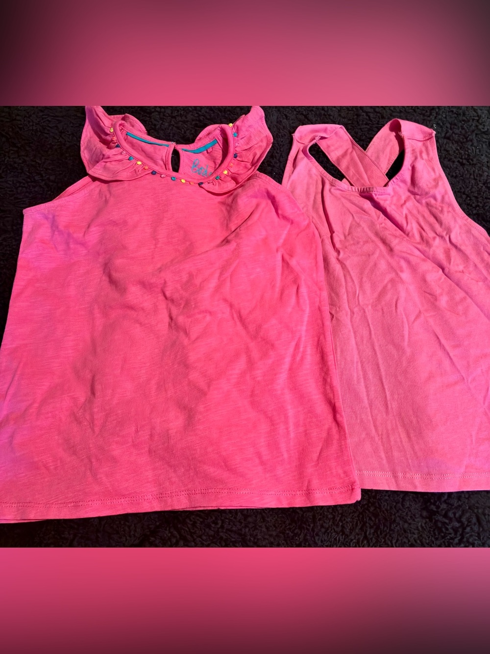Boden Bright Pink Ruffle Collar & Racerback Tank Two-Pack
